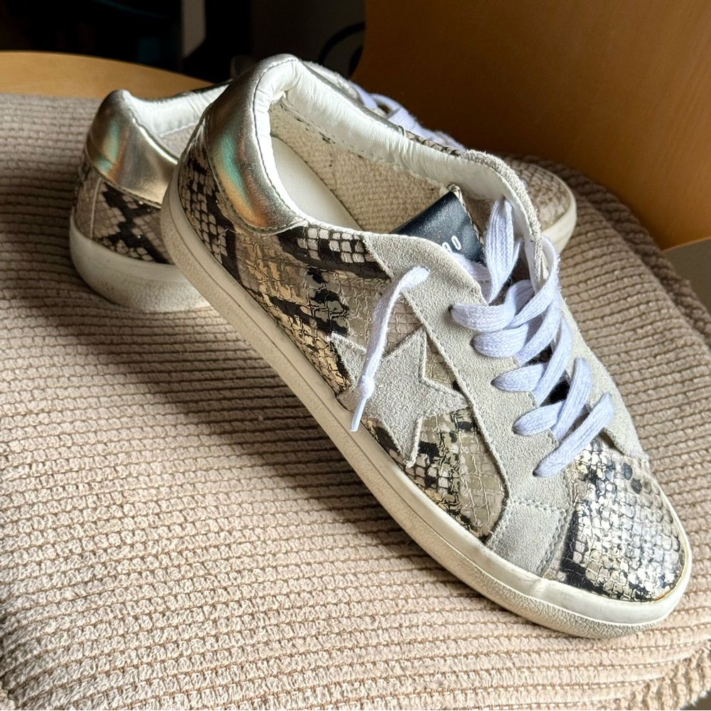 Steve Madden Philosophy Gold Snakeskin Sneakers